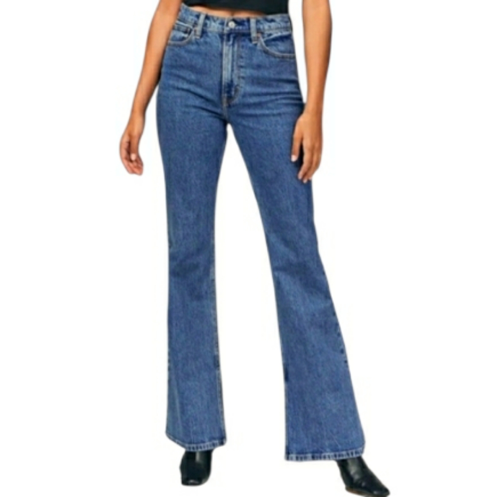 Abercrombie & Fitch 1892 Flare Button Fly Rigid Denim Gorp Retro Highrise Jean